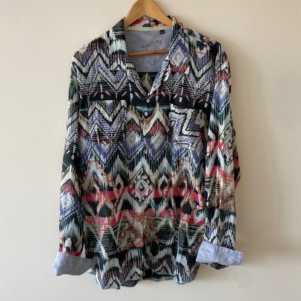 Arnold Zimberg Shirt - Multi-Colour Patterned - X-Large - Loose Fit